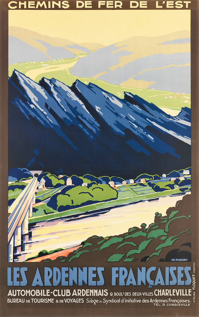 Affiche de la Compagnie des chemins de fer de l'Est pour les Ardennes françaises.