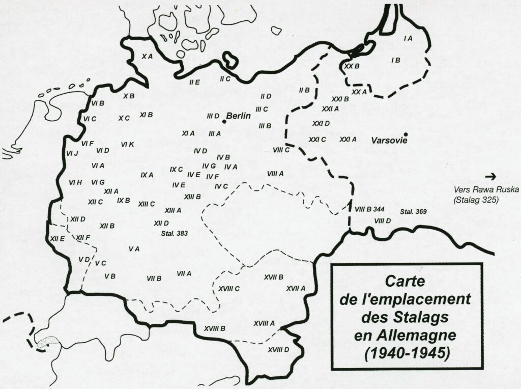 Carte de l'emplacement des Stalags en Allemagne (1940-1945).