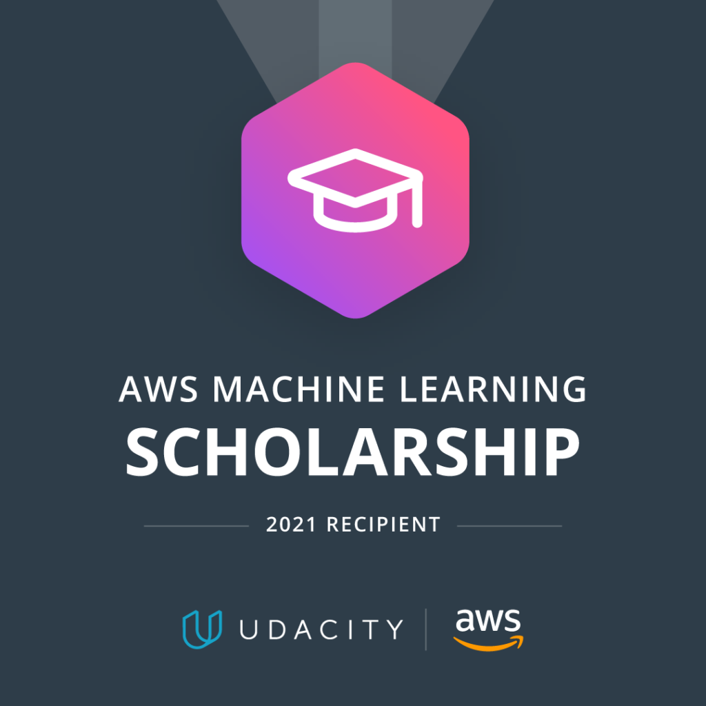 Olivier ESTIEZ a reçu d'Udacity la bourse américaine de développement informatique 2021 AWS Machine Learning Scholarship Program.