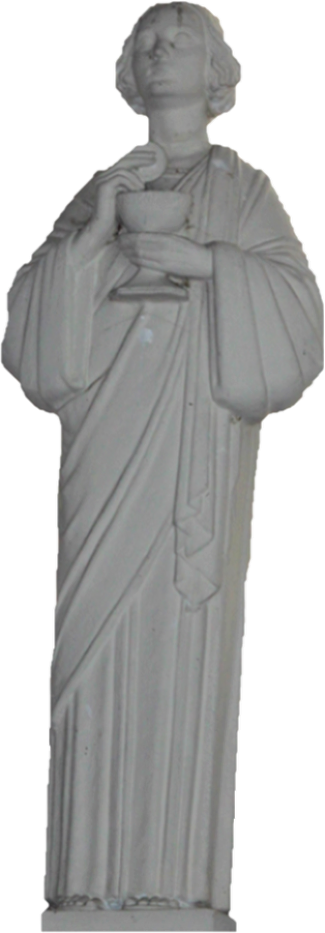 Statue au-dessus de l'autel de l'église Saint-Jean représentant l'eucharistie. Prise de vue effectuée le dimanche 3 septembre 2017 à La Romagne (Ardennes). Crédits photographiques : © 2020 laromagne.info par Marie-Noëlle ESTIEZ BONHOMME.