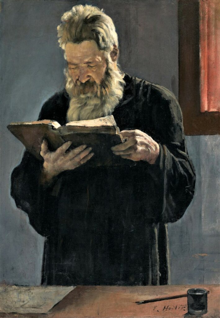 Hodler, Ferdinand (1853–1918), Prêtre lisant, huile sur toile, collection privée.