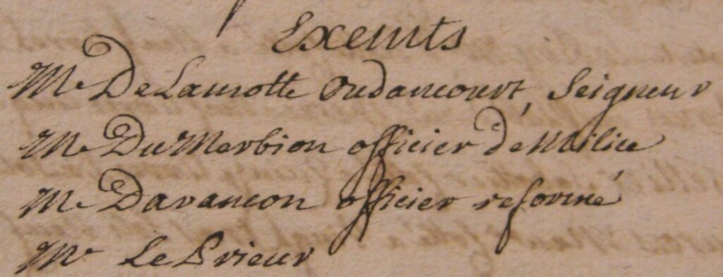 Les exemptés de la taille à La Romagne (Ardennes) d'après le rôle de 1752. Archives départementales de la Marne, site de Châlons-en-Champagne, C 2169 [série C = administrations provinciales. – Intendances, subdélégations, élections et autres divisions administratives ou financières, bureaux des finances, états provinciaux, principautés, régences, etc., articles C 2099-2488, élections, cote C 2169 = liasse. – 185 pièces, 1 parchemin.]