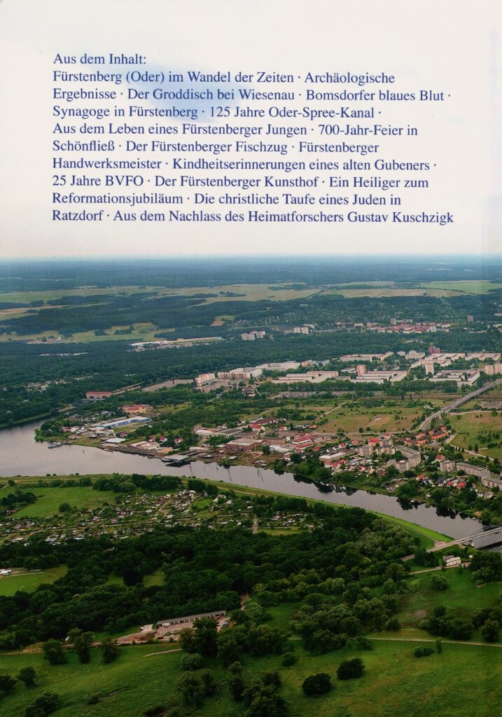 Ganslweit, Klaus-Dieter (dir.), Fürstenberger Blätter : Beiträge zur Geschichte von Fürstenberg (Oder) und Umgebung, Eisenhüttenstadt: Bürgervereinigung Fürstenberg (Oder) e. V. (Collection personnelle de l'auteure).