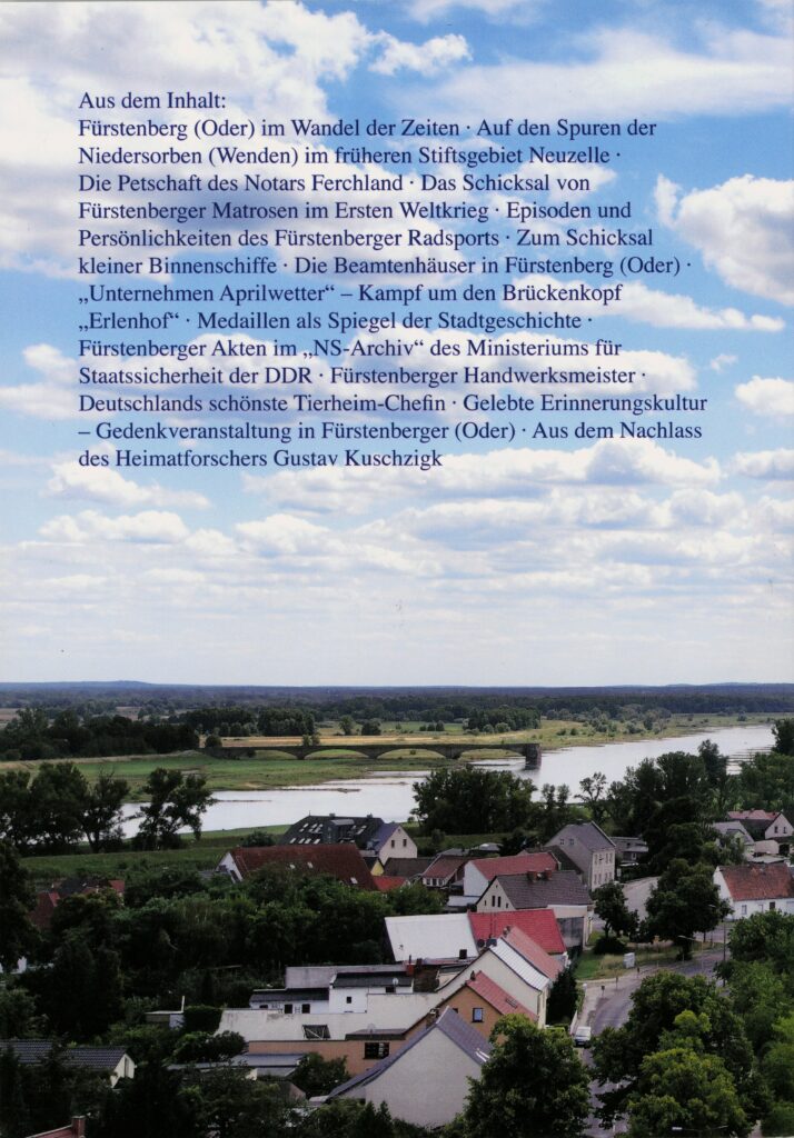 Ganslweit, Klaus-Dieter (dir.), Fürstenberger Blätter : Beiträge zur Geschichte von Fürstenberg (Oder) und Umgebung, Eisenhüttenstadt: Bürgervereinigung Fürstenberg (Oder) e. V. (Collection personnelle de l'auteure).