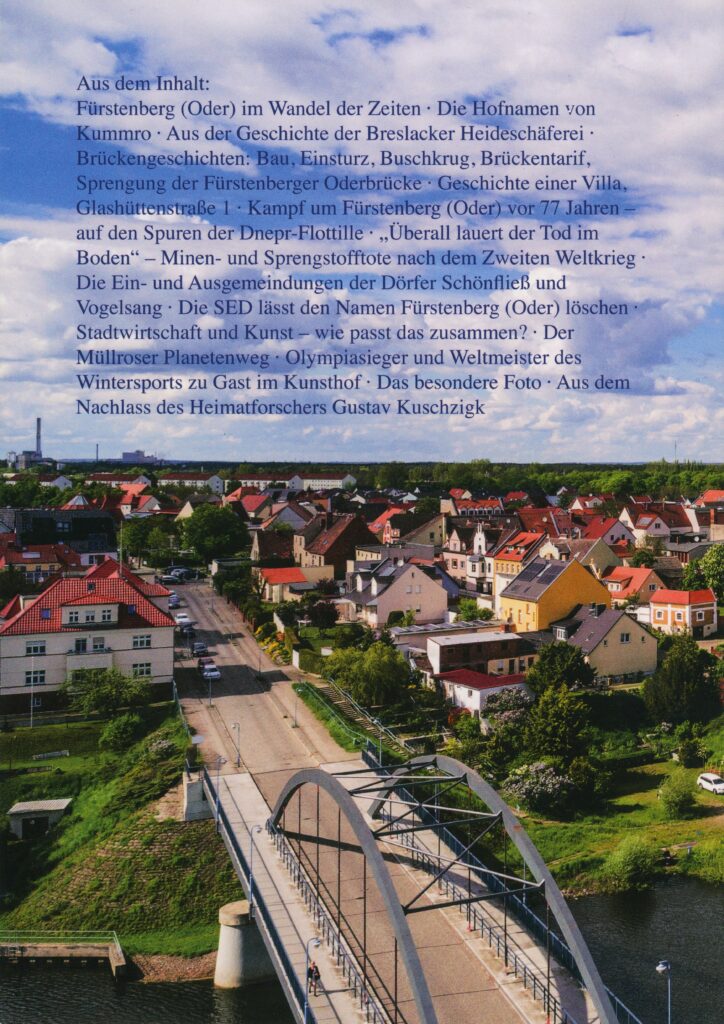 Ganslweit, Klaus-Dieter (dir.), Fürstenberger Blätter : Beiträge zur Geschichte von Fürstenberg (Oder) und Umgebung, Eisenhüttenstadt: Bürgervereinigung Fürstenberg (Oder) e. V. (Collection personnelle de l'auteure).