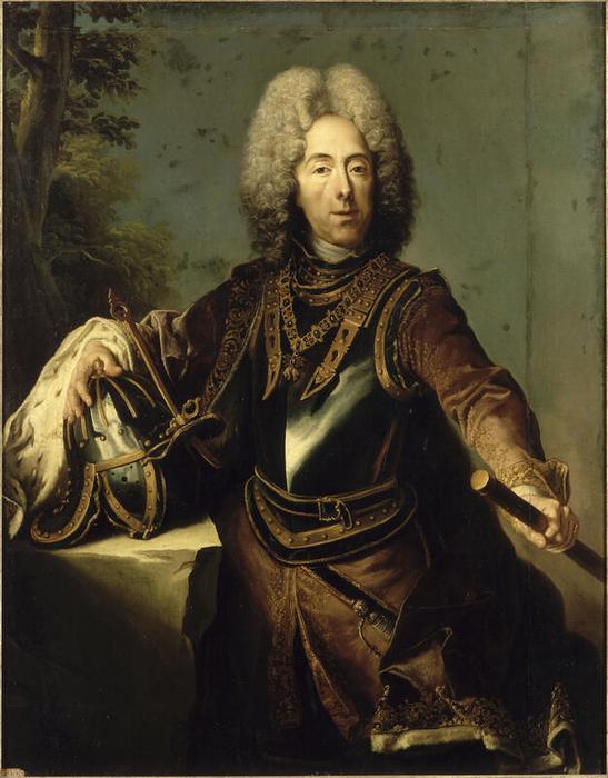 François-Eugène de Savoie-Carignan, dit le Prince Eugène (1663-1736), en cuirasse, atelier de Jacques Van Schuppen (1670-1751), vers 1708, huile sur toile, 145 × 113,5 cm, Versailles (Yvelines), châteaux de Versailles et de Trianon, numéro d’inventaire MV3655, © GrandPalaisRmn (château de Versailles) / Gérard Blot, , notice descriptive consultable en ligne, notice descriptive consultable en ligne.
