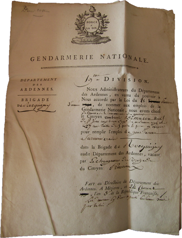 Nomination d’Ambroise Demacon à la brigade de Rocquigny (Ardennes). Photographie en couleurs, prise de vue effectuée le jeudi 26 février 2026. Crédits photographiques : © 2020 laromagne.info par Marie-Noëlle ESTIEZ BONHOMME.