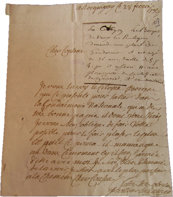 
Recommandation pour le citoyen Le Borgne par le brigadier La Ramée. Photographie en couleurs, prise de vue effectuée le jeudi 26 février 2026. Crédits photographiques : © 2020 laromagne.info par Marie-Noëlle ESTIEZ BONHOMME.